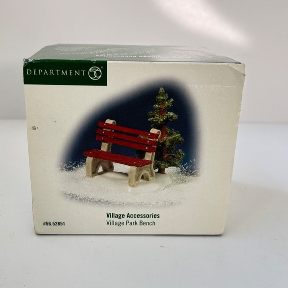 Dept 56 Village Accessories Park Bench Tree #52851 Snow Christmas Village - Picture 7 of 9